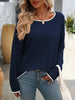 Navy Crew Neck Colorful Core-Spun Yarn Long-Sleeve Sweate