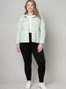 Mint Frayed Denim Jacket with Dyed to Match Buttons