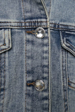 Mercedes Frayed Denim Jacket with Crystal Buttons