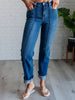 Campbell High Rise Center Seam Detail Straight Jeans