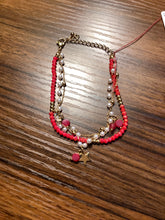 Red & Pearl Layered Bracelet