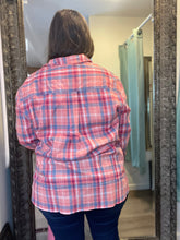 Pink Spring Plaid Button Down Top