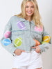Football Towel & Sequin Embroidery Denim Jacket