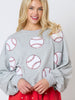 Baseball Towel & Sequins Embroidery Sweatshirt