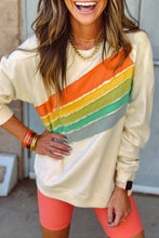 Rainbow Colorblock Striped Pullover Sweatshir