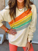 Rainbow Colorblock Striped Pullover Sweatshir