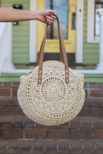 Cream Round Woven Wicker Bag