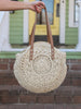 Cream Round Woven Wicker Bag