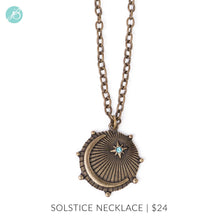 Bronze Cresent Moon with Light Blue Crystal Star Necklace