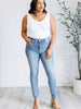 Justine High Rise Control Top Contrast Wash Skinny Jeans
