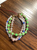 Green, Blue & Pearl Multi-Strand Bracelet