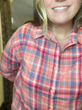 Pink Spring Plaid Button Down Top