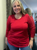 Red Lightweight Double Button Sweater