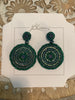 Green Athens Circle Earrings