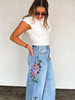 Embroidered Flowers Summer Jeans