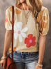 Flower Print Bubble Sleeve Tee