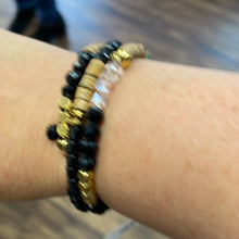 Midnight Rocker Bead & Gold Wrap Bracelet