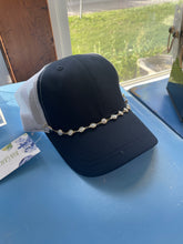 Navy Trucker Hat with Bejeweled Hat Band Chain