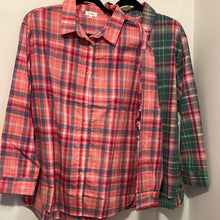 Pink Spring Plaid Button Down Top