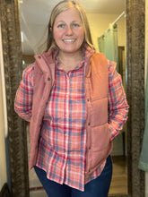 Pink Spring Plaid Button Down Top