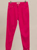 Hot Pink Skinny Denim Jeans with Dog Bite Hem