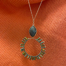 Metallic Olive Teardrop Starburst Necklace