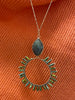 Metallic Olive Teardrop Starburst Necklace