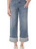 Medium Wash Wide Leg Roll Cuff Jean