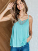 A Gleam in Her Eyes Lace Detail Cami in Aqua