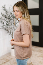 Almost There V-Neck Henley Top In Taupe