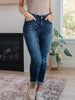 Amber Cuffed Slim Fit Dark Wash Jeans