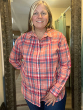 Pink Spring Plaid Button Down Top