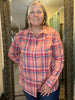 Pink Spring Plaid Button Down Top