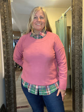 Green Spring Plaid Button Down Top