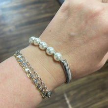 Pearls & Silver 2 Texture Bracelet
