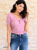 Born and Raised V-Neck Ribbed Top