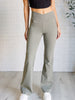 Building Habits Twill Flared Crossover Waist Pant in Dusty Olive