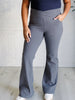Building Habits Twill Flared Crossover Waist Pant in Titanium