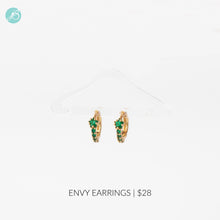 Envy Tiny Gold & Green Hoop Earrings