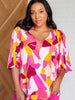 Cali Blouse in Magenta and Mustard Abstract