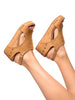 Carley Wedge Sandals in Caramel Smooth