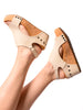 Carley Wedge Sandals in Cream