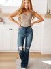 Cassandra High Rise Control Top Distressed Flare Jeans