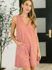 Caught You Staring Ribbed Knit Romper in Rust