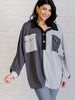 Chip Off the Old Colorblock V-Neck Henley in Grey