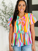 Chromatide Puff Sleeve Blouse in Mint/Orange