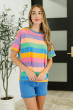 Color Theory Drop Shoulder Top in Blue, Yellow and Pink