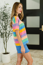 Color Theory Drop Shoulder Top in Blue, Yellow and Pink