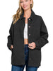 Oversized Button Front Cotton Coat