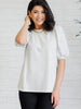 Diamonds and Pearls Puff Sleeve Top in Light Grey